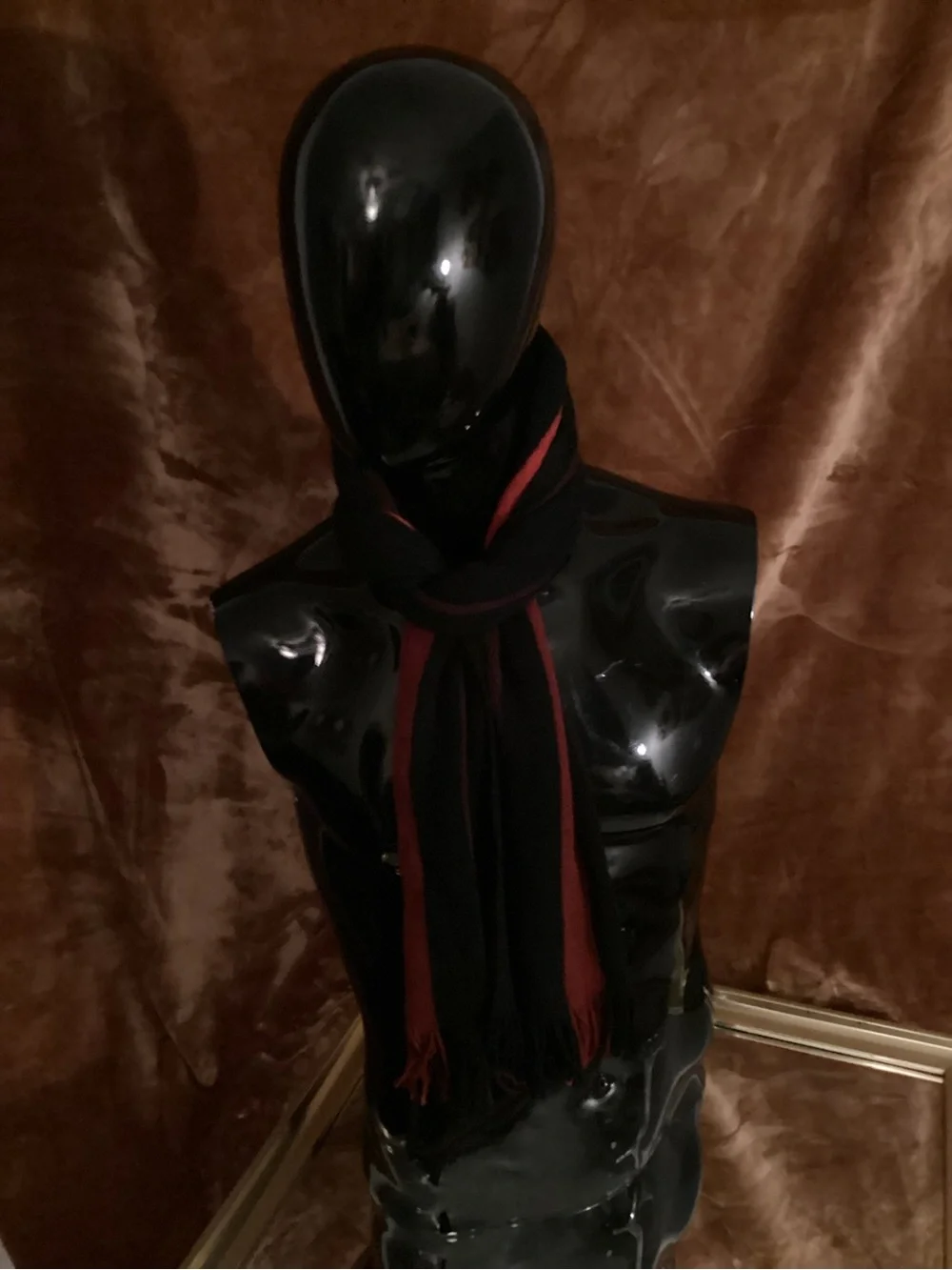 H&M Black and Burgundy Striped Knit Scarf